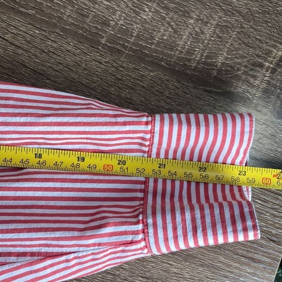 Andrew Marc Button Down Shirt Red White Striped Embroidered Long Sleeve L - Picture 6 of 9